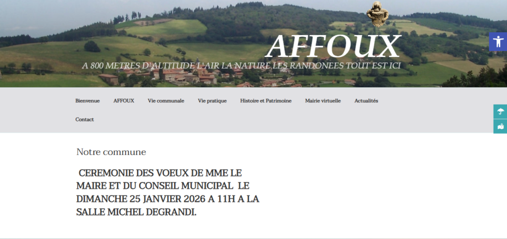Capture d'écran du site web de la commune d'Affoux